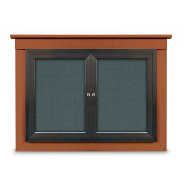 18"x24" 1-Door Enclosed Letterboard, Grey Felt/Walnut